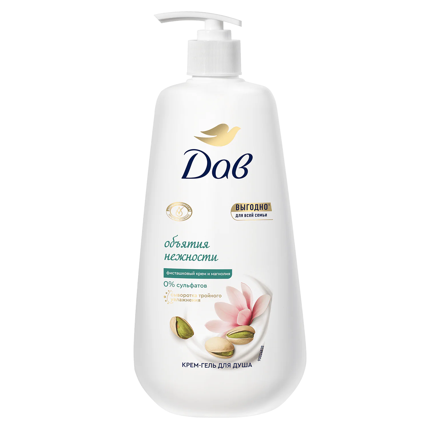 Дав бессульфатный крем-гель для душа объятия нежности Фисташковый крем и магнолия