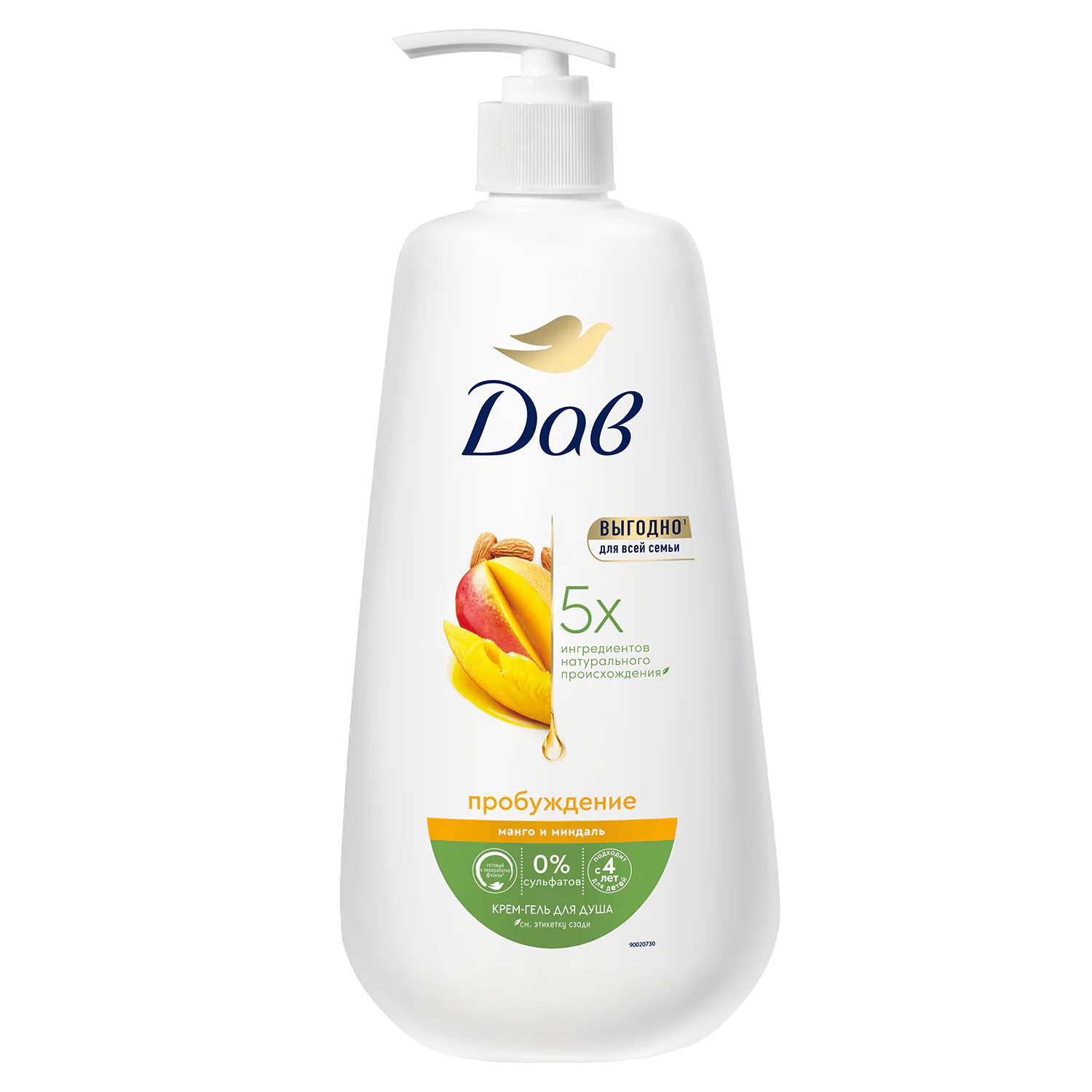 Крем-гель для душа Дав Фруктовый крем Манго и миндаль