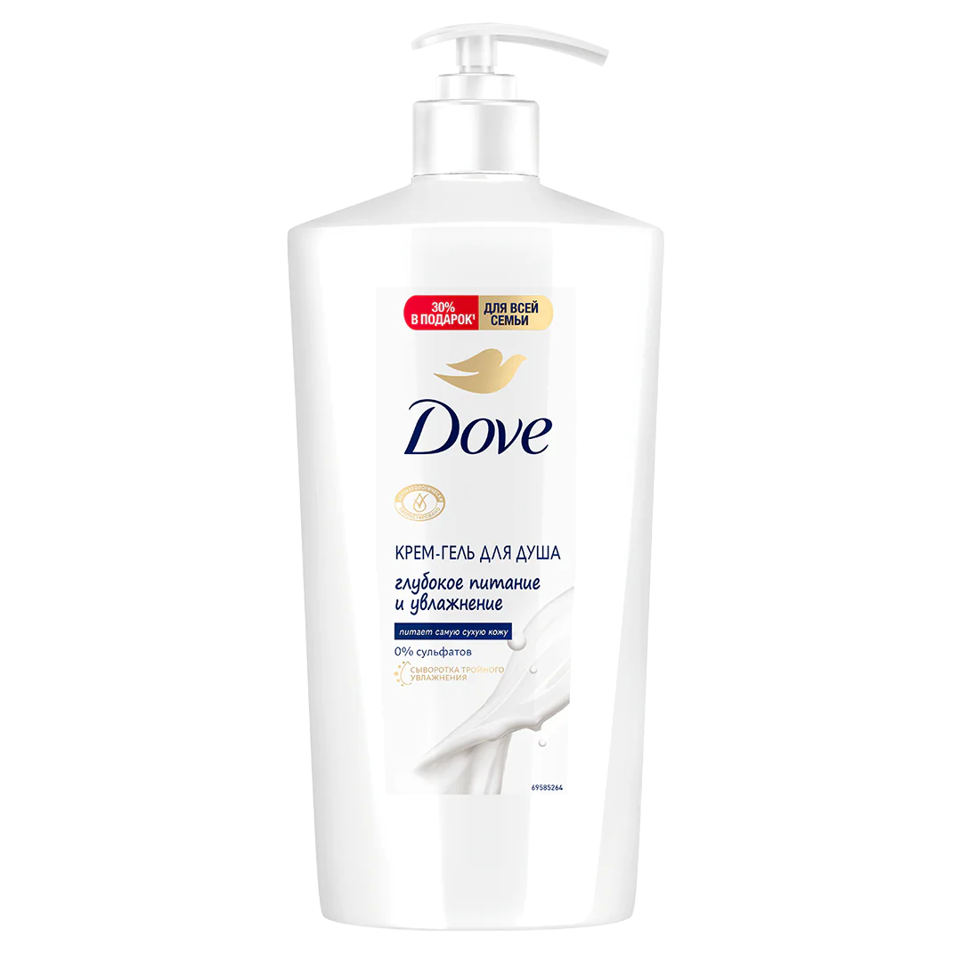 Dove бессульфатный крем-гель для душа Глубокое питание и увлажнение для всей семьи