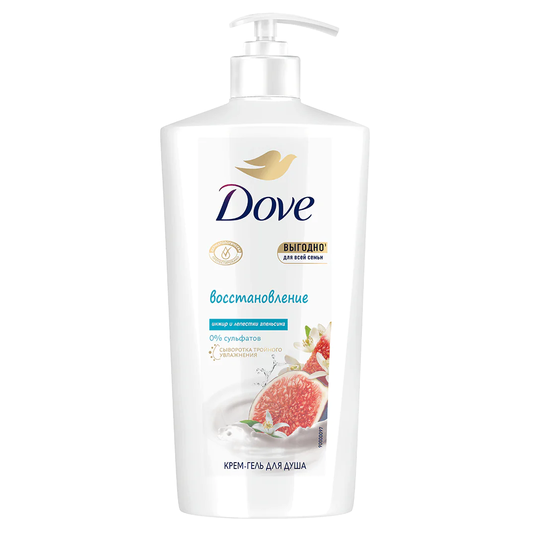 Dove бессульфатный крем-гель для душа восстановление с ароматом инжира и цветка апельсинового дерева