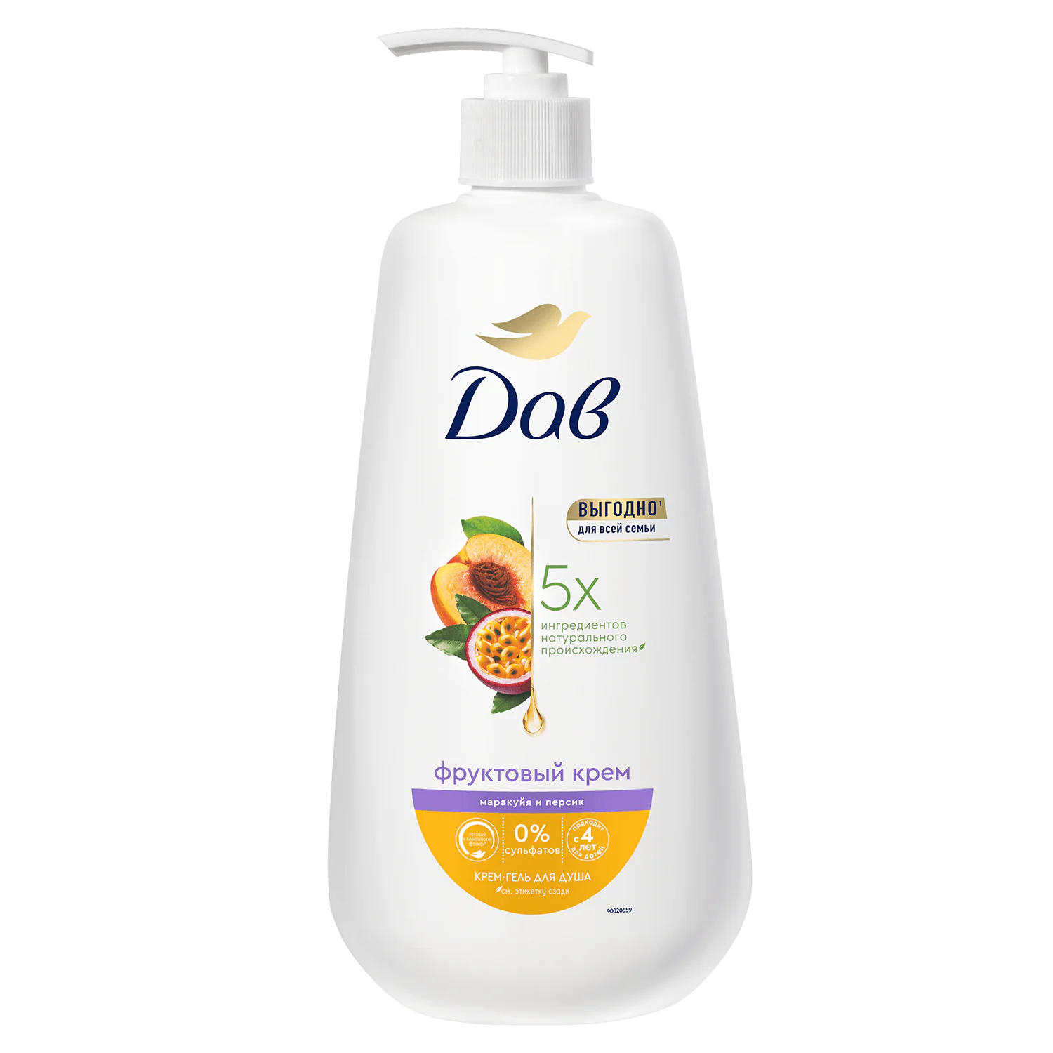 Крем-гель для душа Дав Фруктовый крем маракуйя-персик